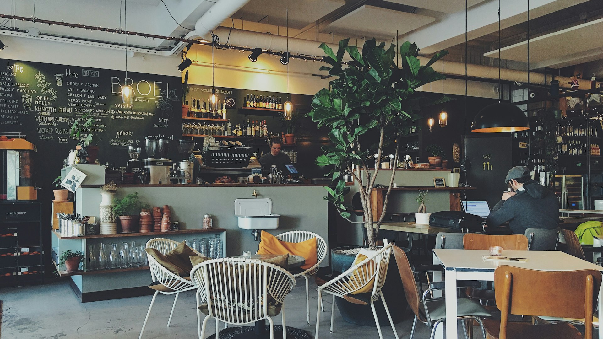 Charming coastal coffee shop with outdoor seating in a beach town on the Florida Gulf Coast